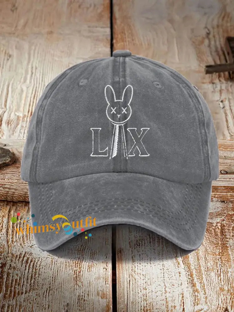 Unisex Bunny Football Music Lover Printed Hat Gray / ONE