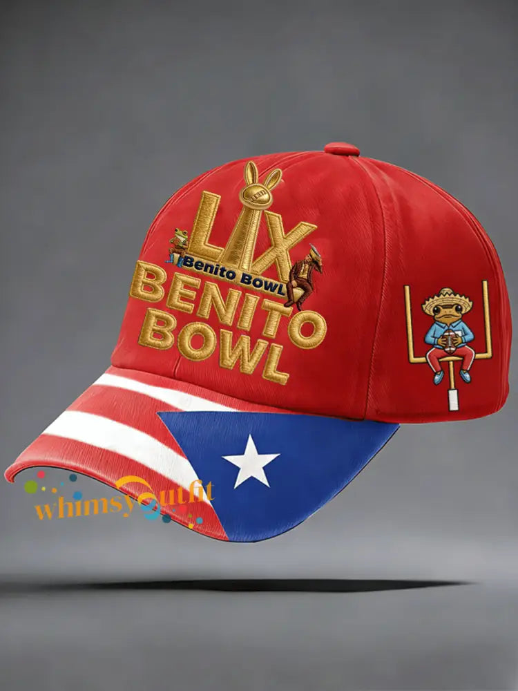 Unisex Bunny Football Music Lover Printed Hat Red / ONE