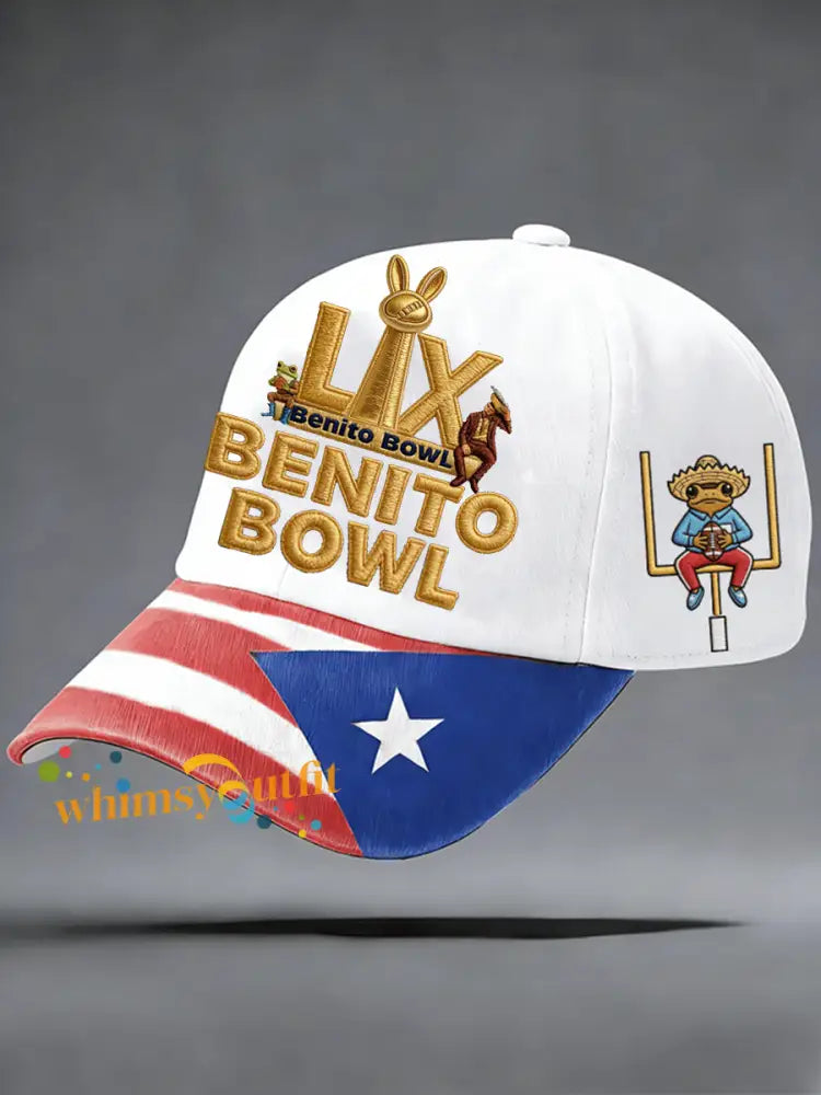 Unisex Bunny Football Music Lover Printed Hat White / ONE