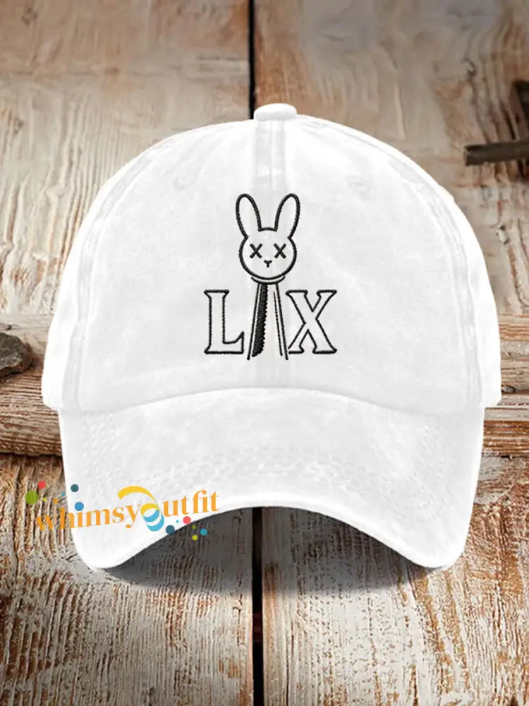 Unisex Bunny Football Music Lover Printed Hat White / ONE