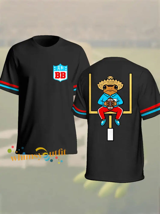 Unisex Bunny Football Music Lover Printed T-shirt Black / S