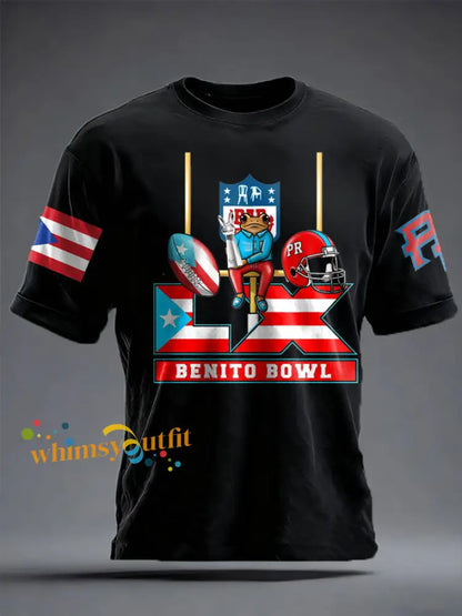 Unisex Bunny Football Music Lover Printed T-shirt Black / S