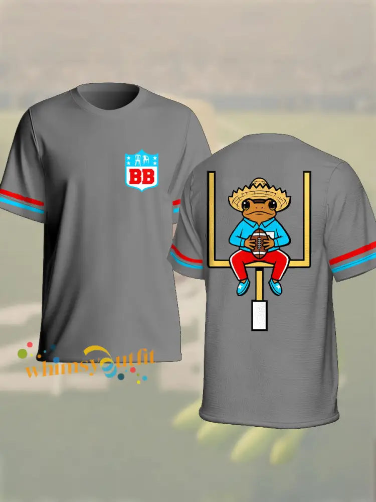 Unisex Bunny Football Music Lover Printed T-shirt Light Gray / S