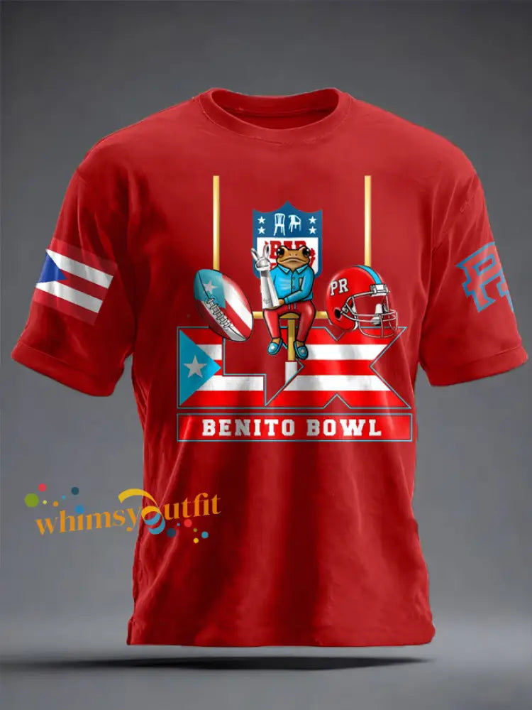 Unisex Bunny Football Music Lover Printed T-shirt Pure Red / S