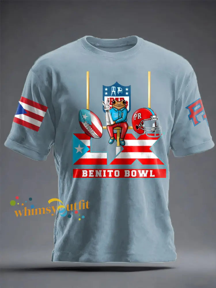 Unisex Bunny Football Music Lover Printed T-shirt Sky Blue / S