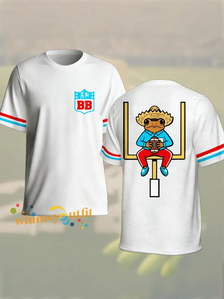 Unisex Bunny Football Music Lover Printed T-shirt White / S