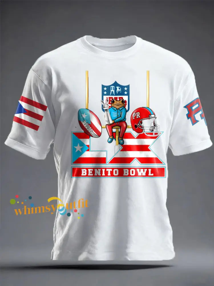 Unisex Bunny Football Music Lover Printed T-shirt White / S