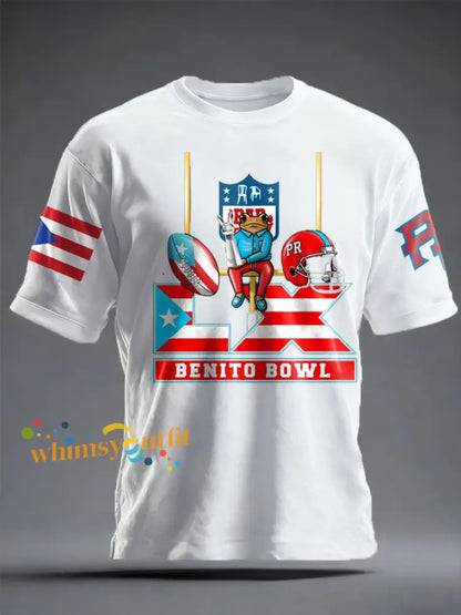 Unisex Bunny Football Music Lover Printed T-shirt White / S