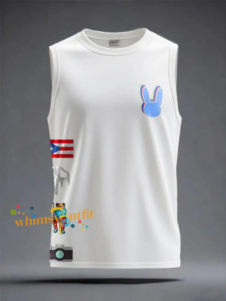 Unisex Bunny Football Music Lover Printed Tank Tops
