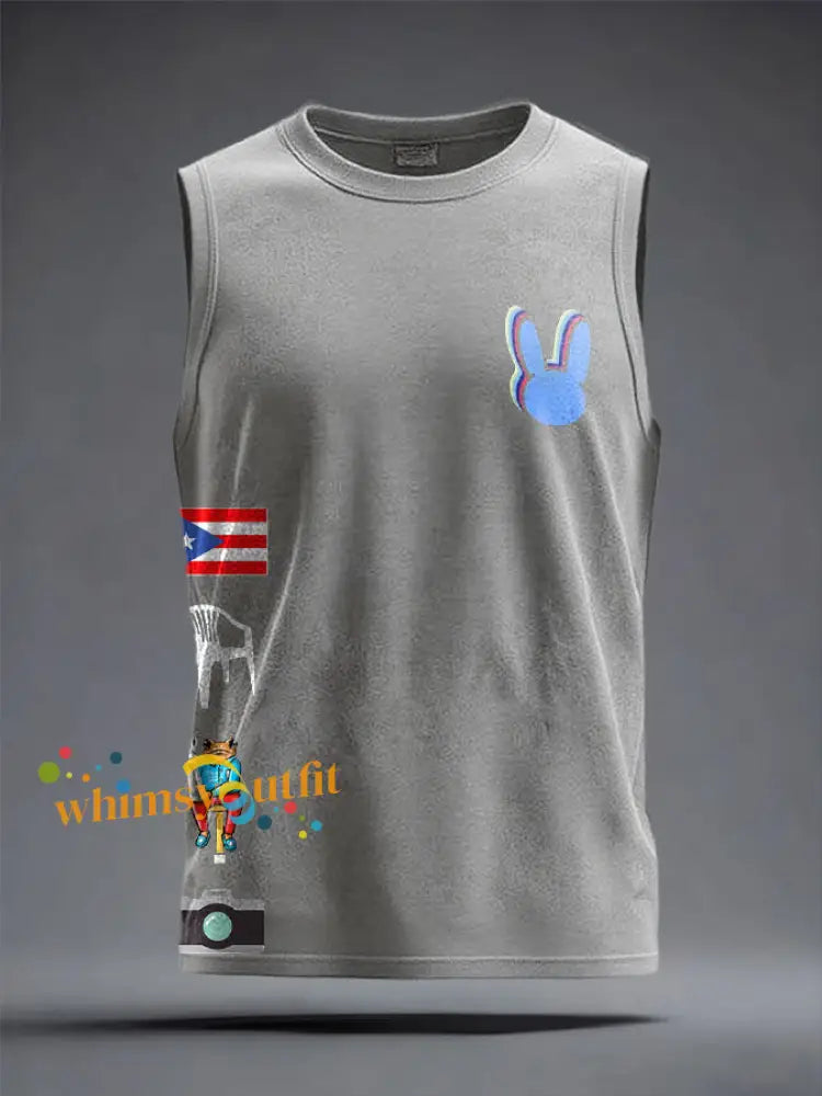 Unisex Bunny Football Music Lover Printed Tank Tops