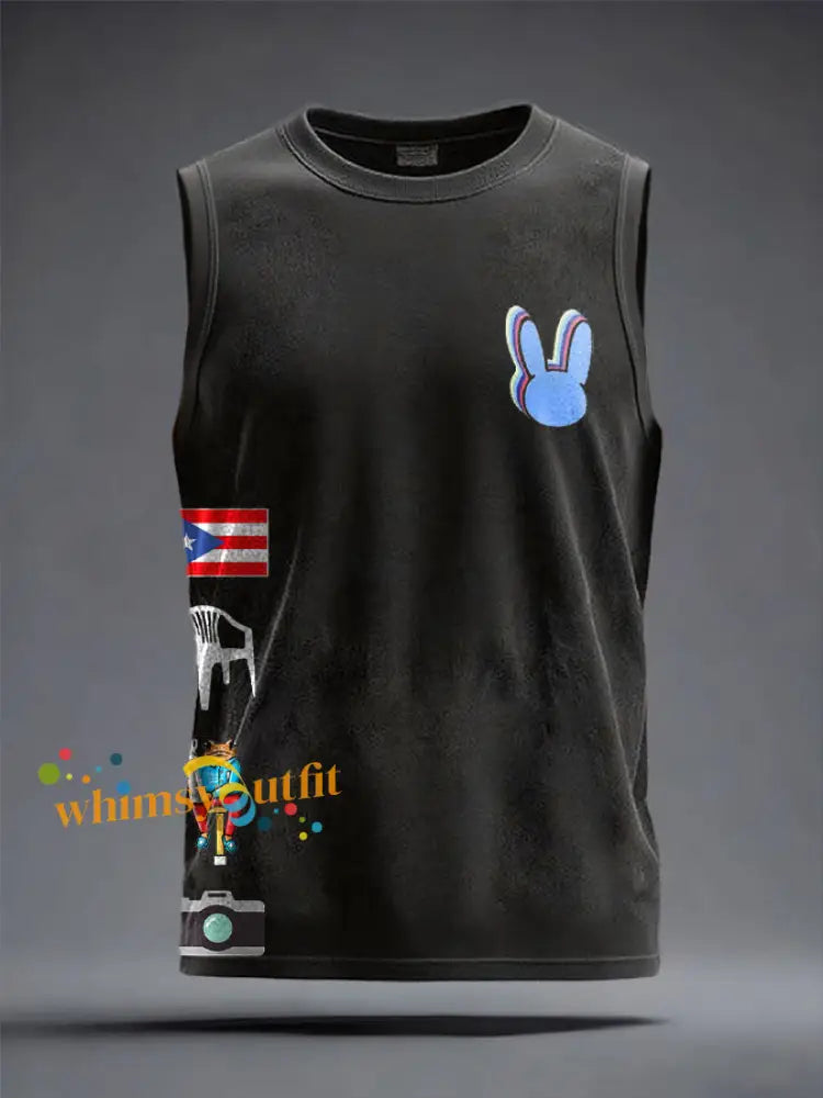 Unisex Bunny Football Music Lover Printed Tank Tops