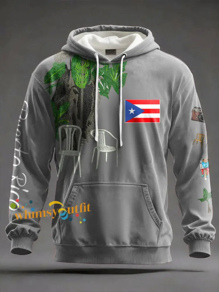 Unisex Bunny Music Lover Printed Hoodie Light Gray / S