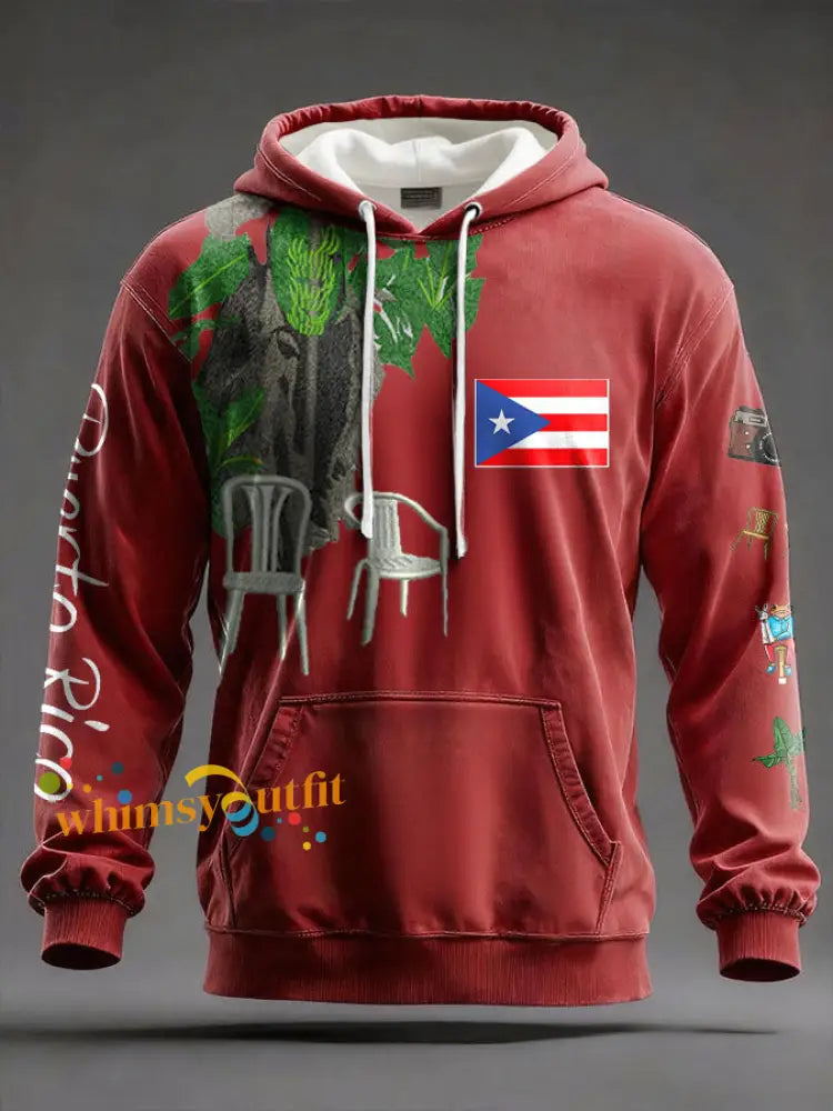 Unisex Bunny Music Lover Printed Hoodie Red / S