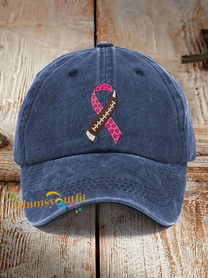 Unisex Football combines with breast cancer Design Print Hat Navy Blue / ONE