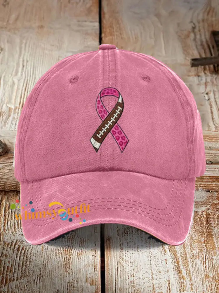 Unisex Football combines with breast cancer Design Print Hat Pink / ONE