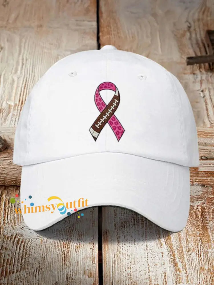 Unisex Football combines with breast cancer Design Print Hat White / ONE