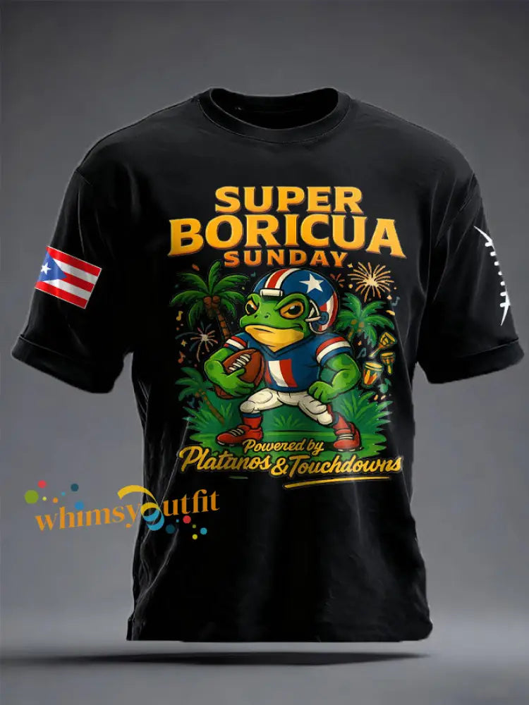 Unisex Funny Bunny Football Music Lover Printed T-shirt Black / S