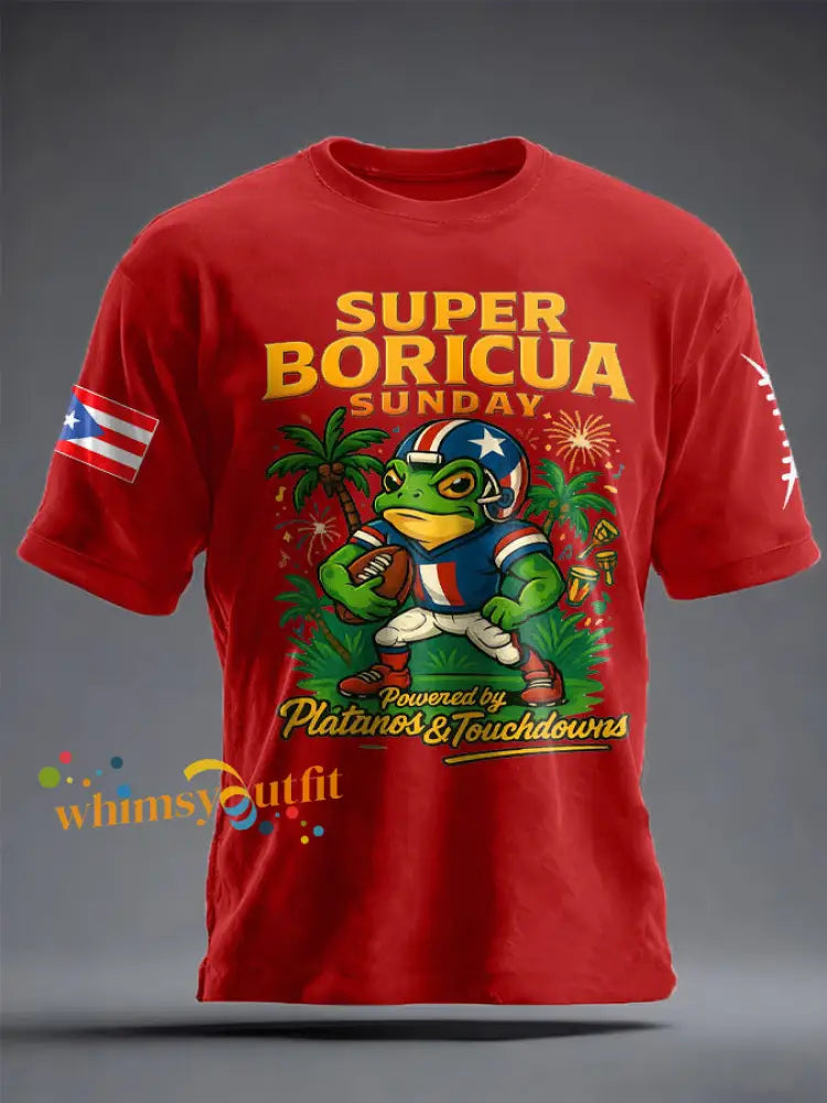 Unisex Funny Bunny Football Music Lover Printed T-shirt Pure Red / S