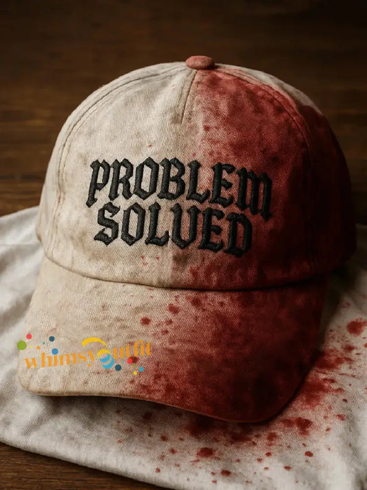 Unisex Funny Halloween Problem Solved Blood Print Hat As picture / JM