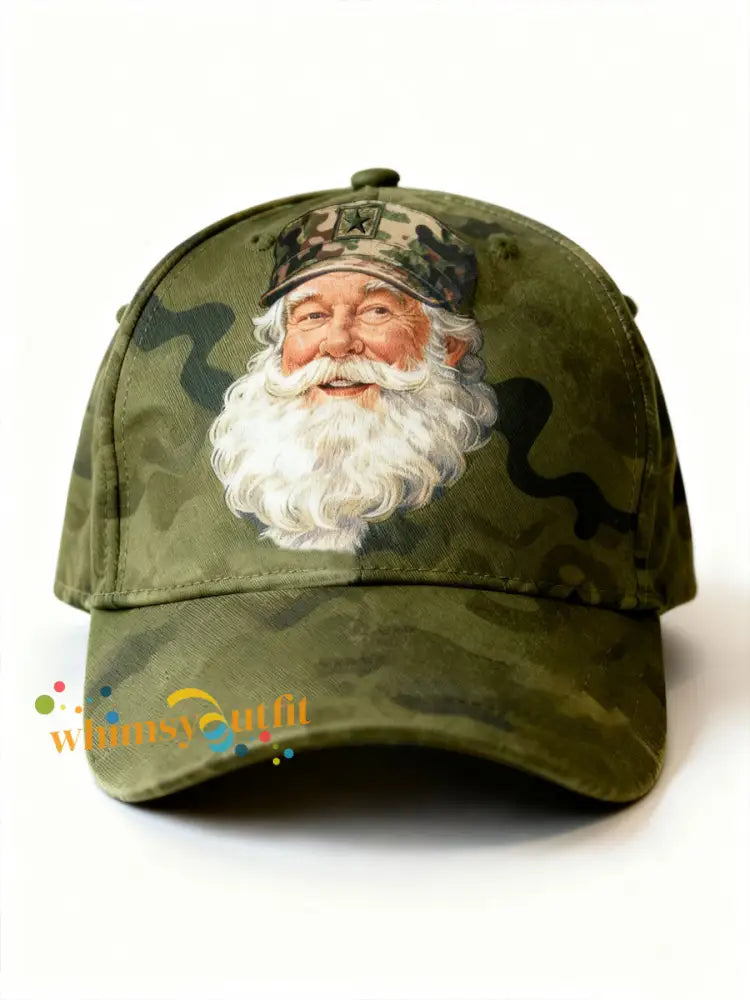 Unisex Funny Veteran Christmas Printed Hat Army Green / ONE
