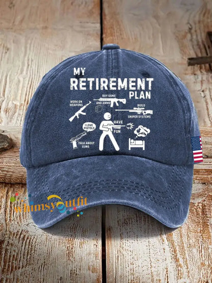 Unisex Funny Veteran Retirement Printed Hat Navy Blue / ONE