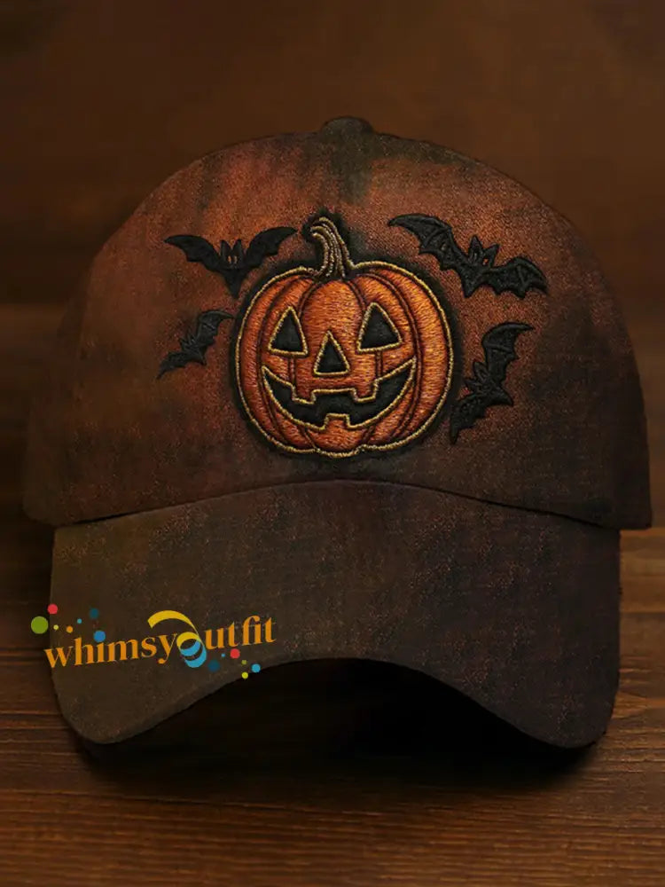 Unisex Halloween Pumpkin Print Hat Pumpkin Orange / JM