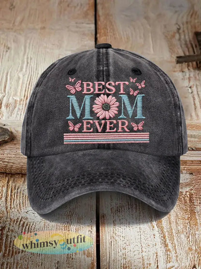 Unisex Happy Moederdag Print Hoed - Zwart / ÉÉN
