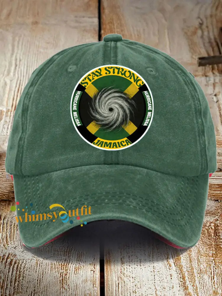 Unisex Hurricane Melissa Pray For Jamaica Print Hat Green / ONE