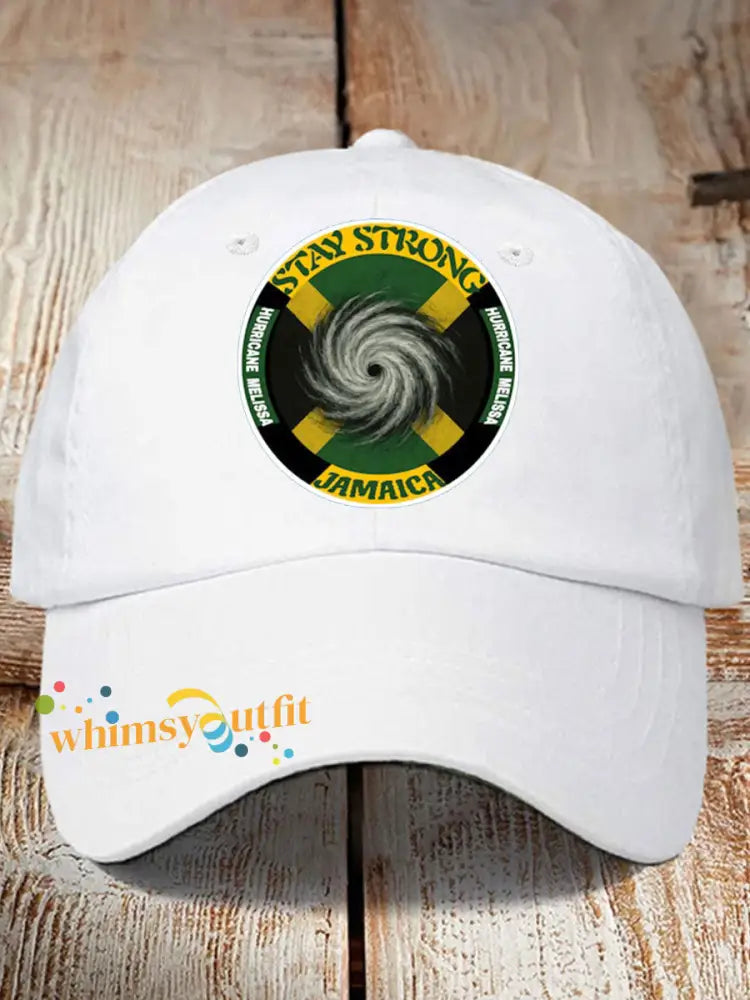 Unisex Hurricane Melissa Pray For Jamaica Print Hat White / ONE
