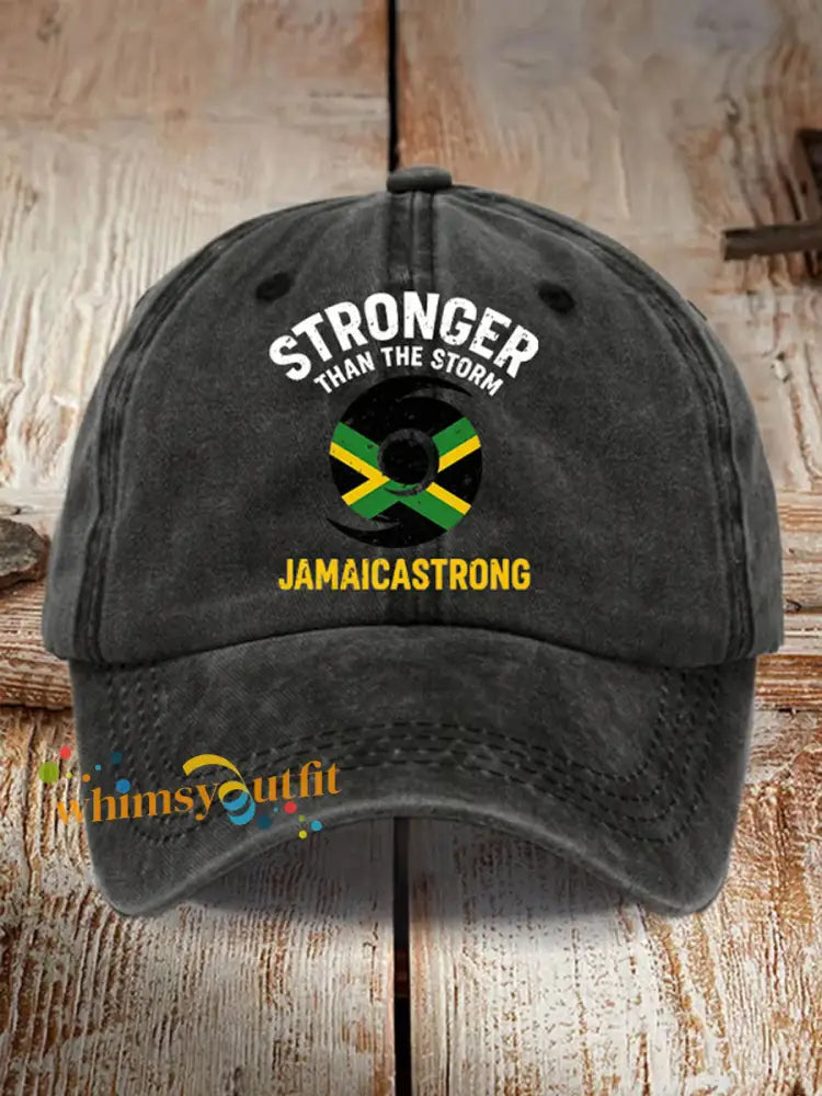 Unisex Jamaica Strong Stronger Than The Storm Hat Black / ONE