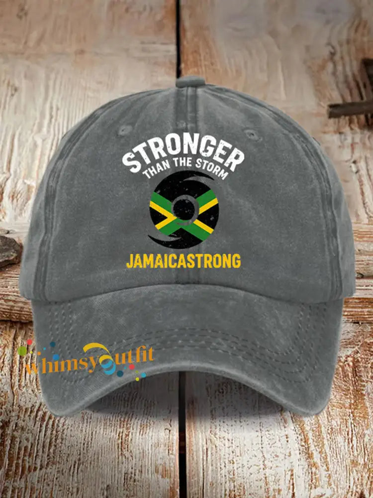 Unisex Jamaica Strong Stronger Than The Storm Hat Gray / ONE