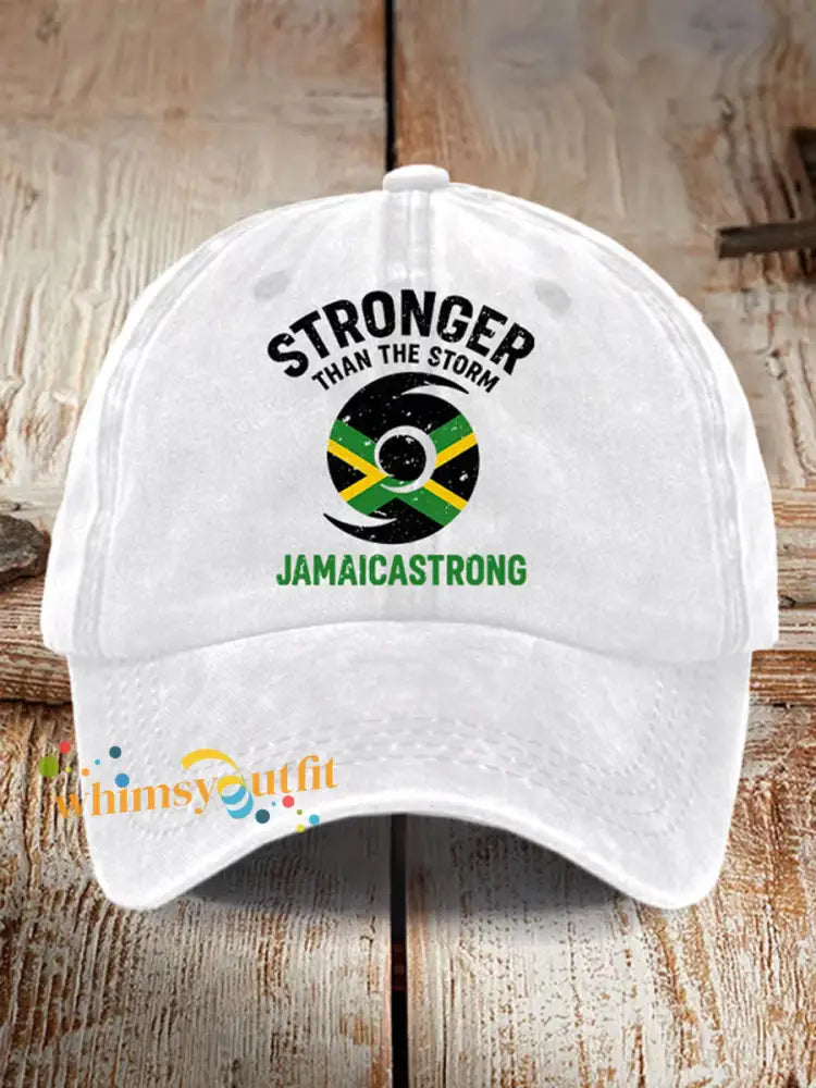 Unisex Jamaica Strong Stronger Than The Storm Hat White / ONE