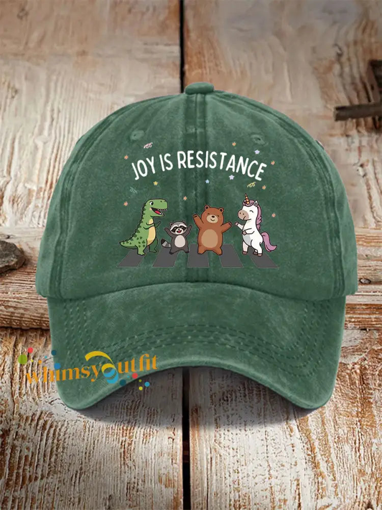 Unisex Joy Is Resistance Anti Fascism Hat Green / ONE