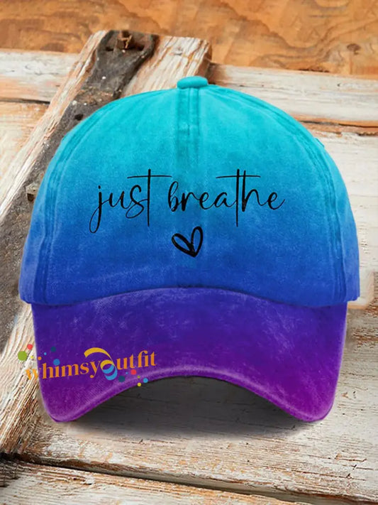 Unisex Just Breathe Suicide Prevention Awareness Print Hat As picture / ONE