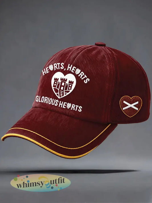 Unisex Maroon Hearts Voetballiefhebbers bedrukte hoeden - Diep Rood / ÉÉN