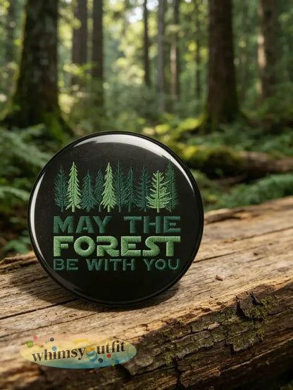 Unisex May The Forest Be With You Print Broche - Zwart / ÉÉN