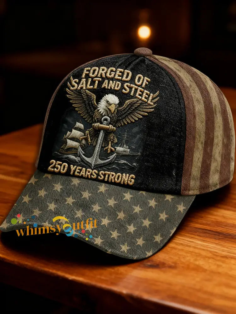 Unisex Navy 250th Anniversary Printed Cap As picture / ONE