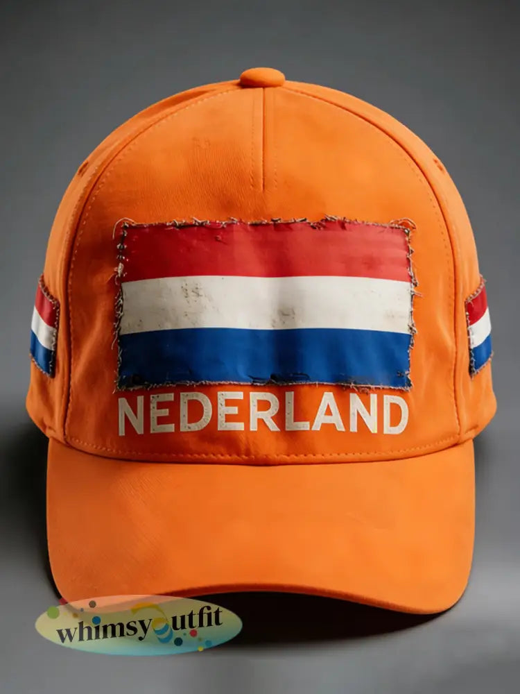 Unisex Nederland Vlag Print Hoed - Sinaasappel / ÉÉN