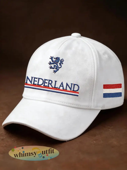 Unisex Nederland Vlag Print Hoed - Wit / ÉÉN