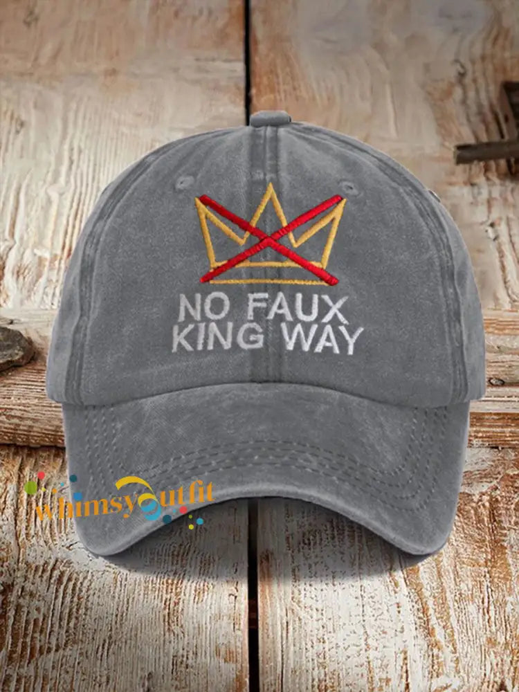 Unisex No Kings Design Print Hat Gray / ONE