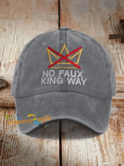Unisex No Kings Design Print Hat Gray / ONE