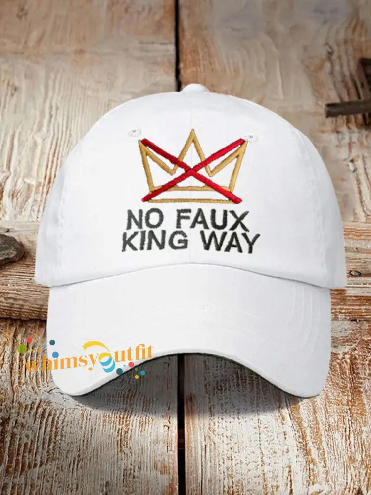 Unisex No Kings Design Print Hat White / ONE