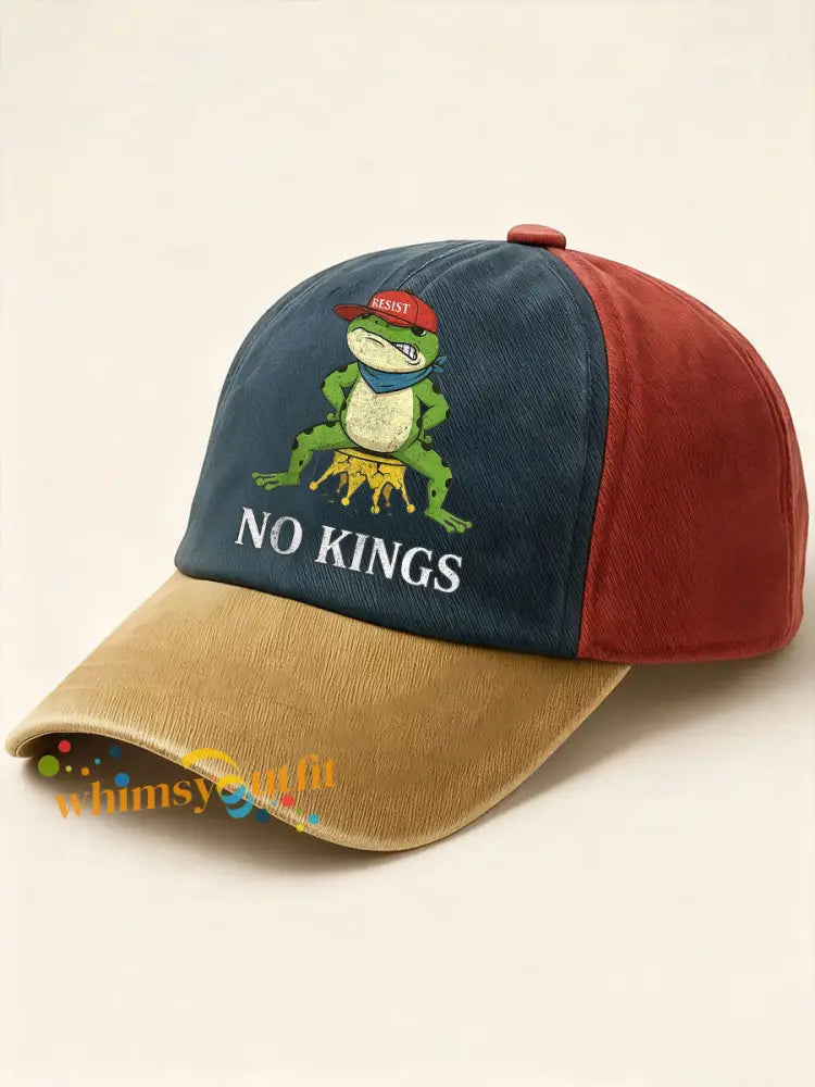 Unisex No Kings Frog Resist Print Hat As picture / ONE