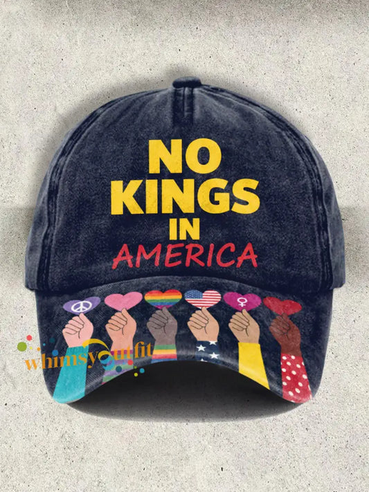 Unisex No Kings Print Cap As picture / ONE