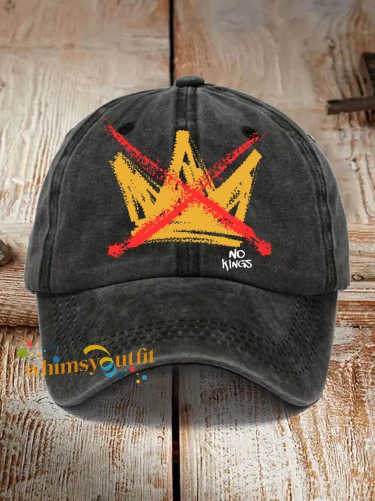 Unisex No Kings Print Hat Black / ONE
