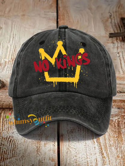 Unisex No Kings Print Hat Black / ONE