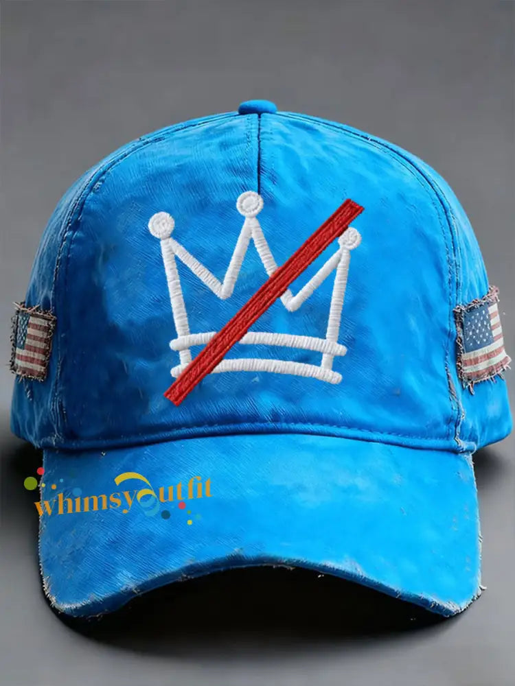 Unisex No Kings Print Hat Blue / ONE