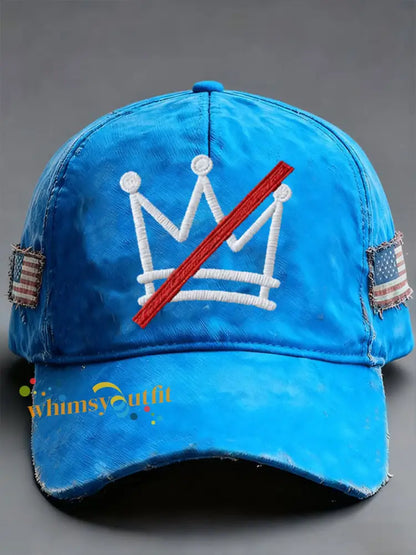 Unisex No Kings Print Hat Blue / ONE