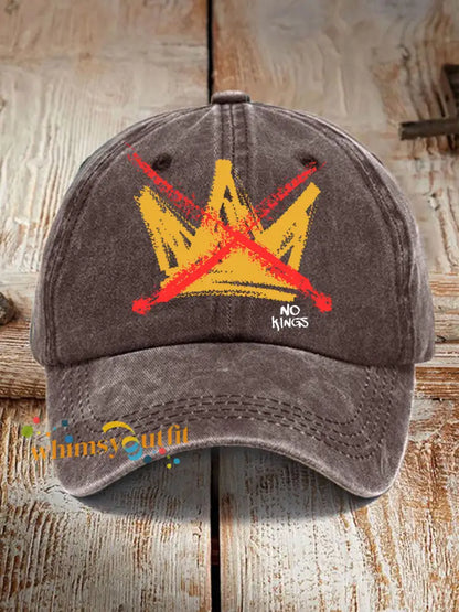 Unisex No Kings Print Hat Brown / ONE