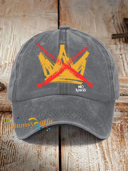 Unisex No Kings Print Hat Gray / ONE